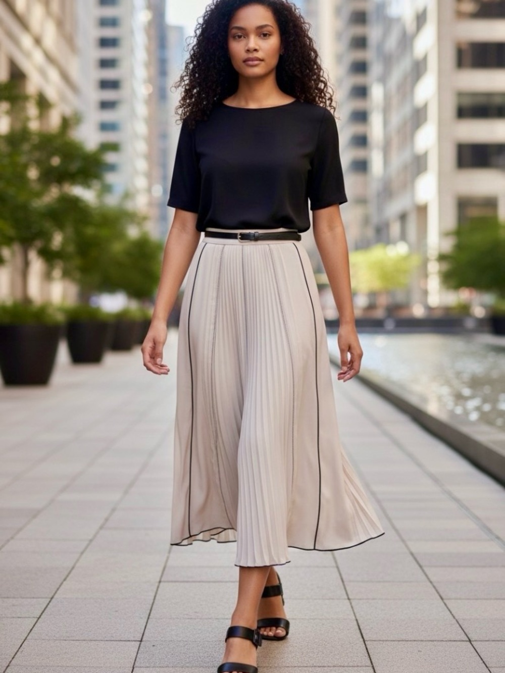 NWT Elie Tahari Cream Pleated
Midi Skirt